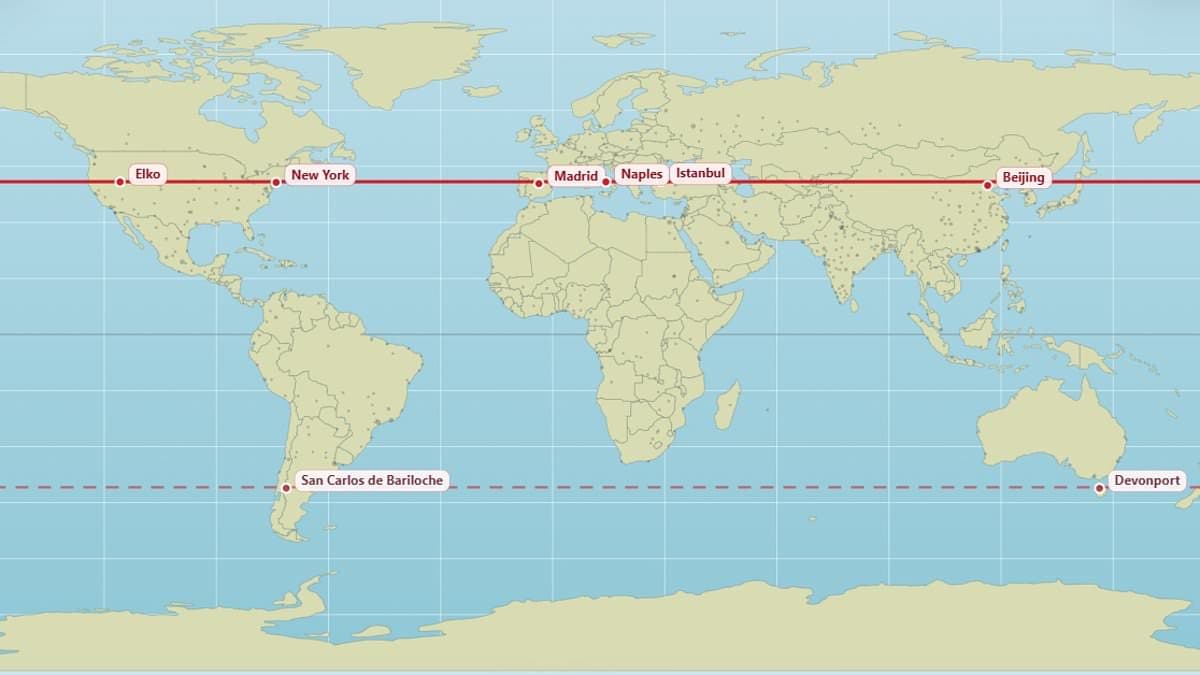 What's your hometown's parallel? Incredible map reveals the surprising cities at identical latitudes - including Edinburgh and Moscow
