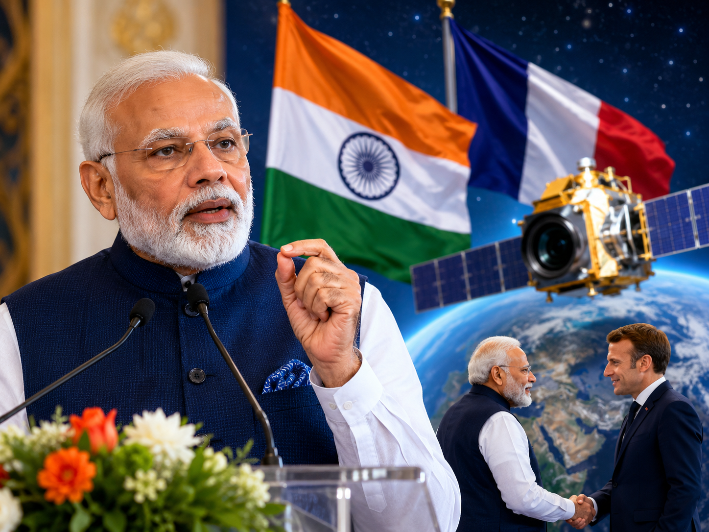 PM Modi Announces Joint TRISHNA Satellite Launch With France Next Year